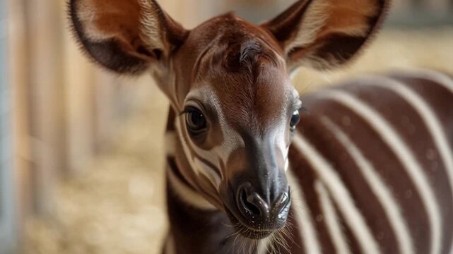 Babyokapi blickt ruhig