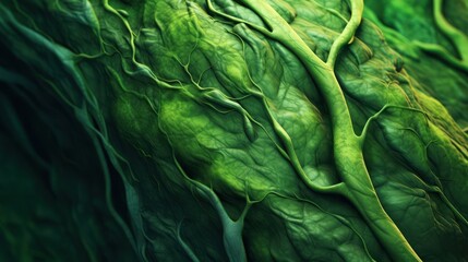 Fototapeta premium Abstract Macro View of Green Plant Veins and Leaf Structure.