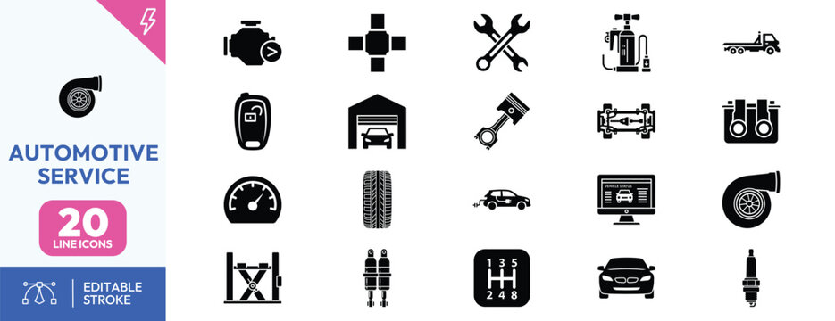 Automotive Service Icons Set.