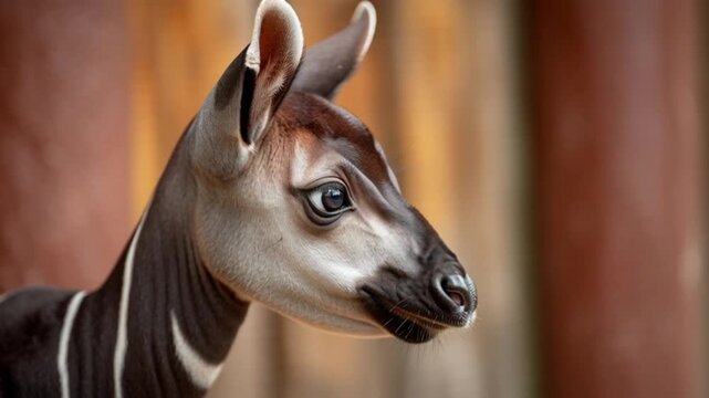 Babyokapi blickt ruhig