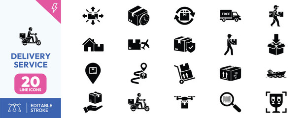 Delivery Service Icons Set.