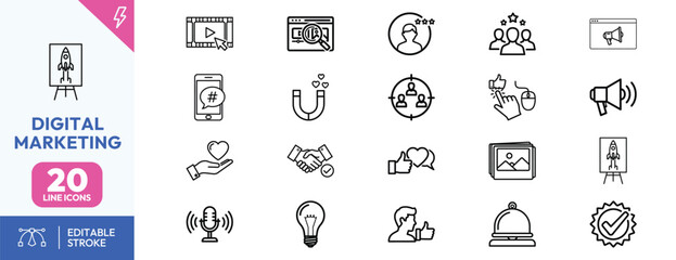 Digital Marketing Icons Set.