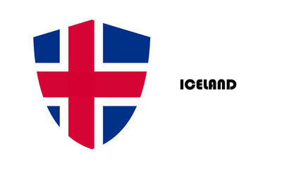 Obraz premium Iceland flag in shield shape with high quality