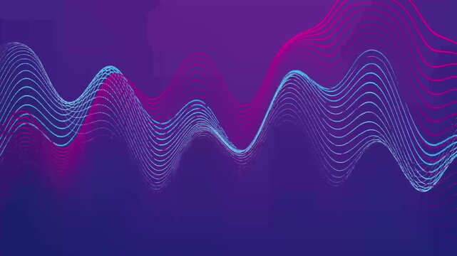 Abstract wave line motion background with smooth flowing curves and dynamic gradient colors. Modern digital animation with rhythmic movement, suitable for motion graphics and creative backgrounds