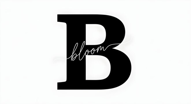 Stylized "B" Monogram with Integrated Cursive "Bloom"