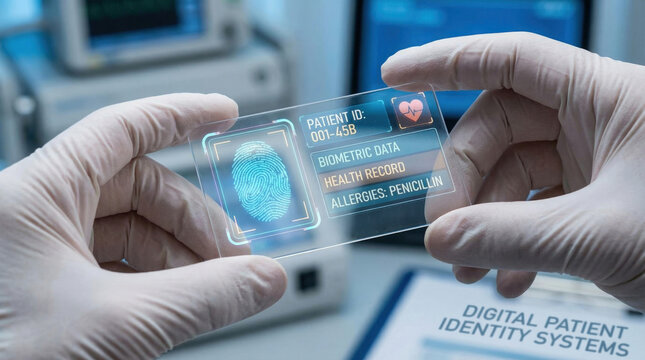 Digital Patient Identity System with Biometric Data and Health Record Display in Medical Setting