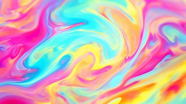 Vibrant swirling patterns of colorful liquid create a mesmerizing visual effect from above