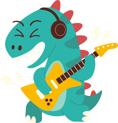 Playing Electric Guitar Rockstar Dino Performance © Monsters Visual