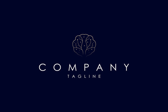 brain memory illustration logo with abstract luxury line art design style