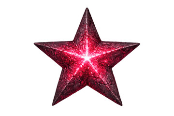 Obraz premium Glowing red star with textured surface, a symbol of success, achievement, and awards, isolated on transparent background