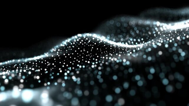 Digital Luminosity:  A mesmerizing wave of luminous particles dances in the darkness, forming a captivating visual of the digital frontier and the potential of data.