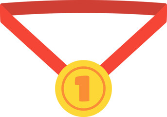 Award Winning Gold Medal with Red Ribbon for First Place Achievement
