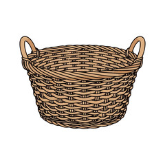 Obraz premium Woven Wicker Basket Vector Illustration With Handles