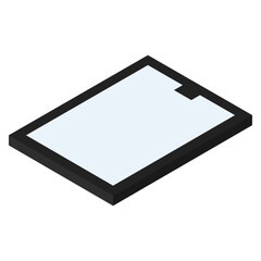 アイソメトリックで描かれたブロック風のタブレットのイラスト © コトダマ_ユウ