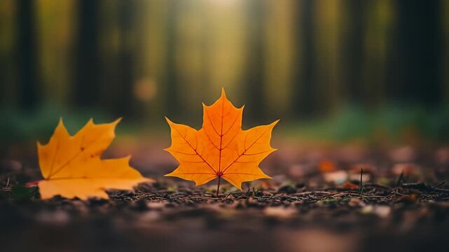 Autumn Maple Leaf on Forest Floor - A Seasonal Still Life.