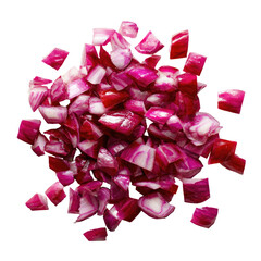 Pile of diced, fresh red onion on black