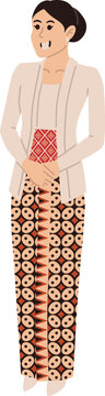 Wanita memakai Kebaya Adat Jawa dan Kain Batik
