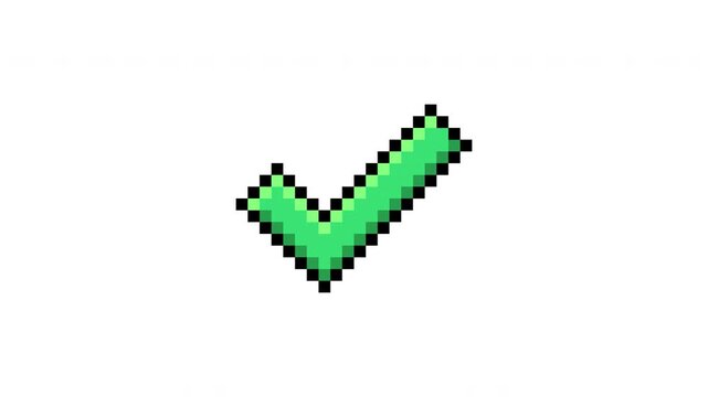 Pixel Retro Check Mark Step Pop Animation With Stepped Motion Emphasis Prores Alpha Channel 4K 60fps