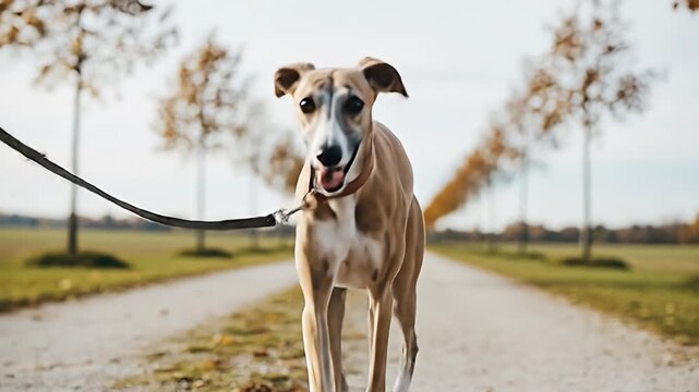 Whippets Autumn Walk - A Serene Stroll Through Natures Beauty.
