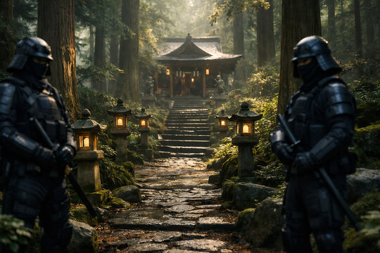 Serene Bamboo Forest Path Ancient Wooden Torii Gate Japan Zen Asia Road Calm View East Green Trees