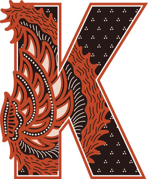 Stylized Letter K with Sidomukti Batik Pattern Motif