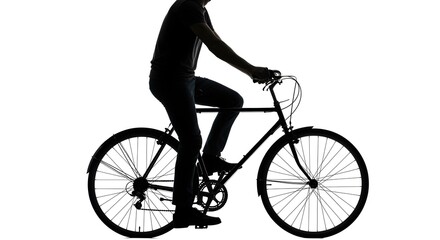 Naklejka premium Man Riding a City Bicycle Silhouette