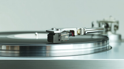 Hobby music concept with vinyl record player and turntable needle