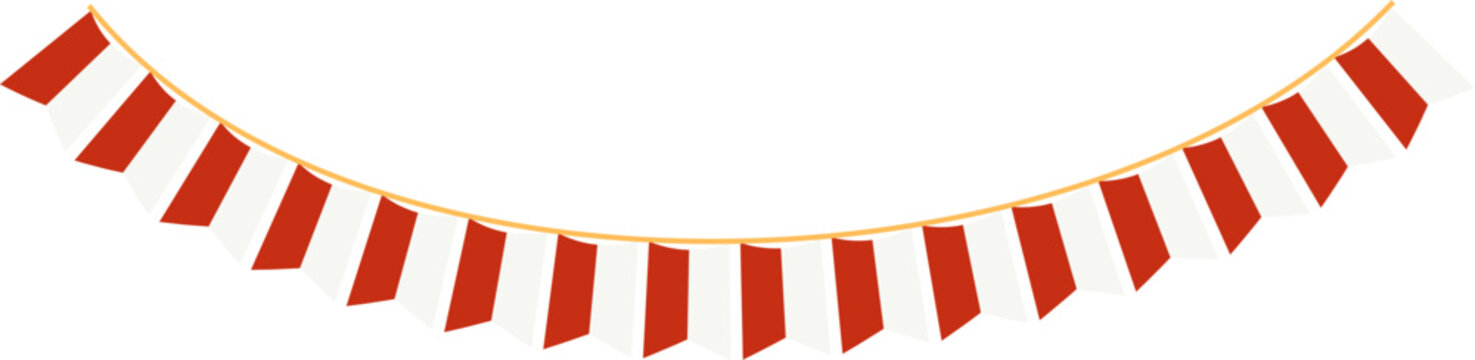 Festive Red and White Indonesian Triangular Flags Garland