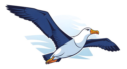 Graphic illustration of a majestic albatross in flight