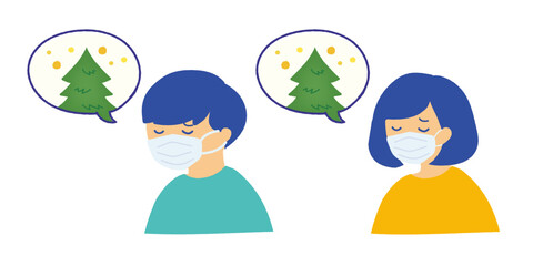 花粉に苦しんでいる人のイラスト/Illustration of a person suffering from pollen allergies