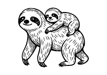 Obraz premium Sloth hand drawn simple sketch vector illustration