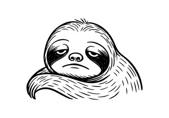 Obraz premium Sloth hand drawn simple sketch vector illustration