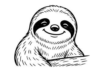 Obraz premium Sloth hand drawn simple sketch vector illustration