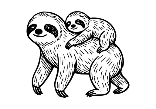 Sloth hand drawn simple sketch vector illustration
