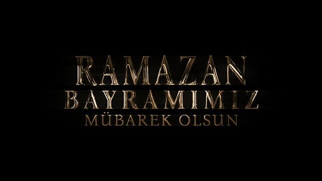 Luxury golden Ramazan bayramımız m&uuml;barek olsun typography animation featuring a Ramadan Bayram greeting with cinematic lighting on a dark elegant background
