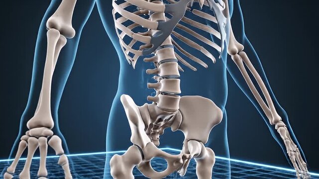 Human Skeleton 3D Animation Rotating View.