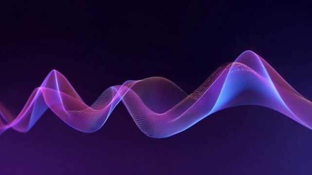 Digital Waveform: A mesmerizing digital waveform in shades of purple and blue, embodying the essence of sound and technology.