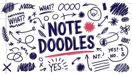 Hand drawn doodles and scribbles with text note doodles and arrows , doodle, hand drawn, scribbles,