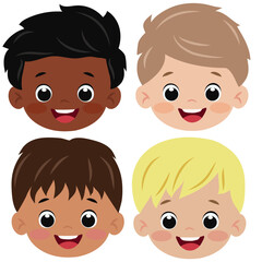 Cute  boy face emoji  vector cartoon illustration