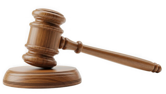 Wooden gavel isolated on transparent background