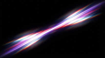 Fototapeta premium Abstract neon light streak effect focusing diagonally on a dark black background for futuristic technology concept.
