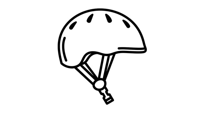 Simple Line Drawing of Bicycle Helmet.