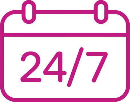 24/7 availability indicator isolated on white background, illustration