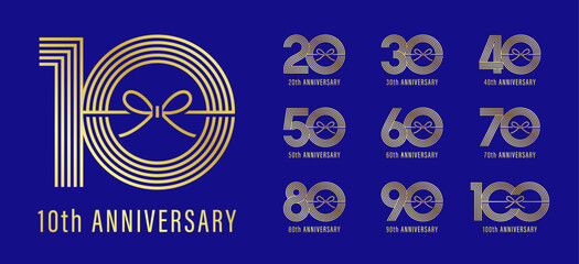 金色の水引で表現した和風周年（アニバーサリー）ロゴ・アイコンセット