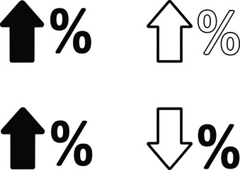 Up and Down Arrows with Percentage Symbols: Increase and Decrease