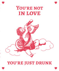 Funny Valentine Quote Wall Art | Anti Valentine Humor Love Joke &ndash; Black Background Poster | Adult Valentines Gift, Printable Wall Decor, Contemporary Illustration