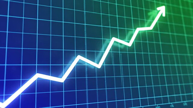 Abstract financial growth chart with rising line and grid pattern