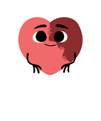 Emotional Love Quote Valentine Card | Cute Heart Cartoon &ndash; Broken Heart Healing Art | Valentine Greeting Card Design, Valentine&rsquo;s Day Clipart, Poster, Sticker Decor