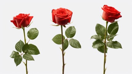 Naklejka premium Three perfect blossoms of passion isolated for pure romantic impact.