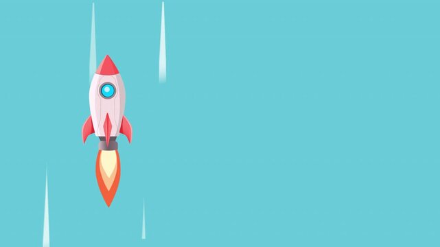 Rocket Fly animation in 2D and cartoon style ,suitable  Concept marketing and start up, search engine and innovation. Alpha channel only 4k
